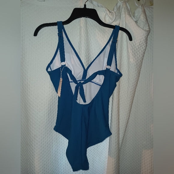 One Piece Swimsuits Tummy Control Ruched Push Up Bathing Suit Tie Back - Picture 8 of 10